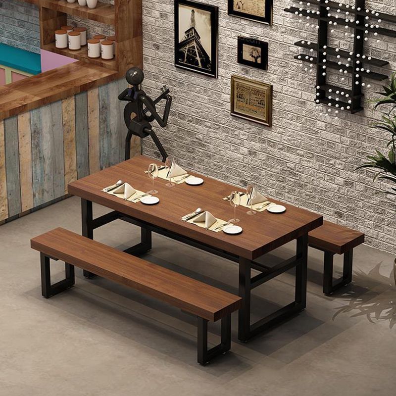 Industrial 1/3/5/7 Pieces Dining Set Rectangle Wood Dining Table for Cafe