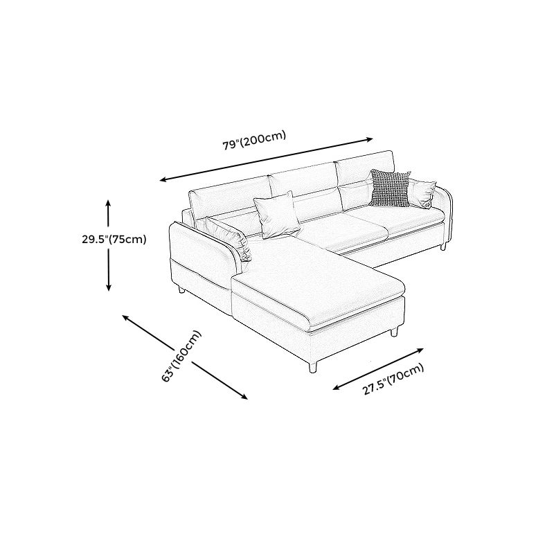 Stain Resistan Faux Leather Square Arm Sectional with Pillowed Back Cushions for Apartment
