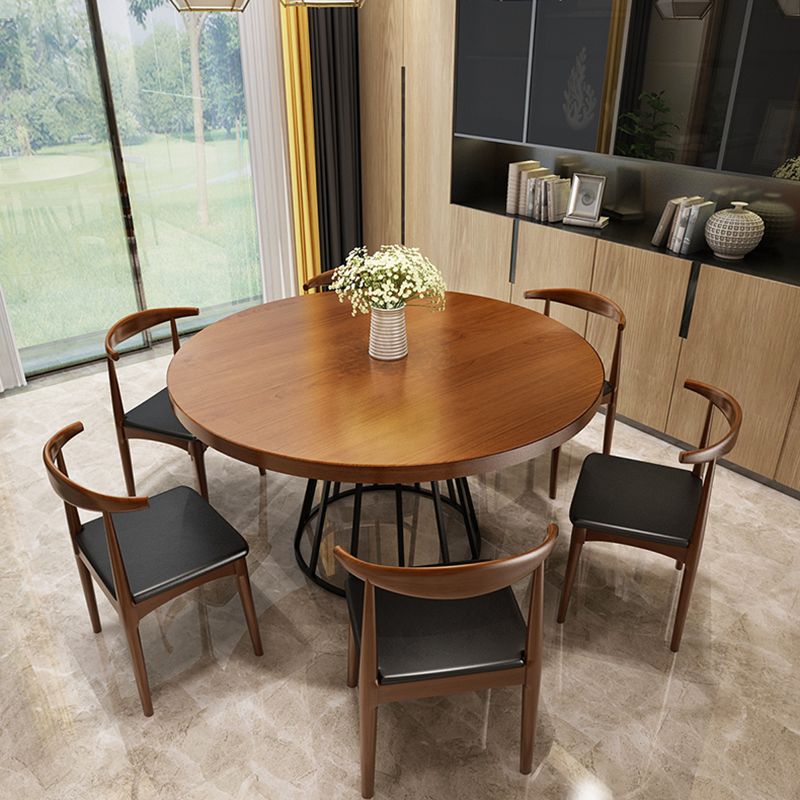 Round Dining Table Contemporary Style Solid Wood Dinner Table for Kitchen Home