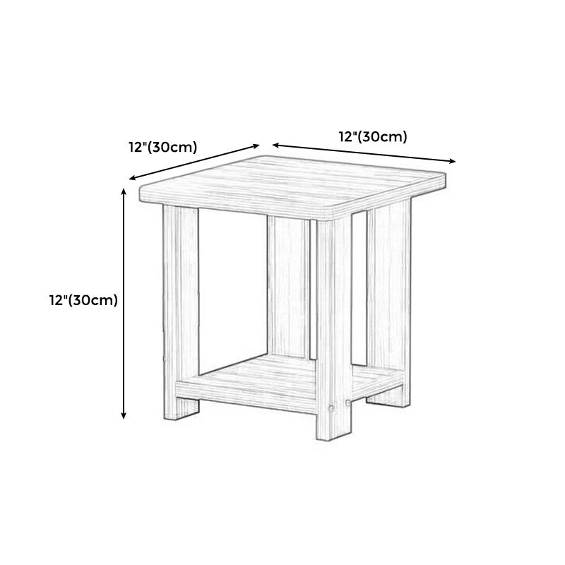 Farmhouse Licing Room Wood Side Table Four-Leg Side Table with One Shelf