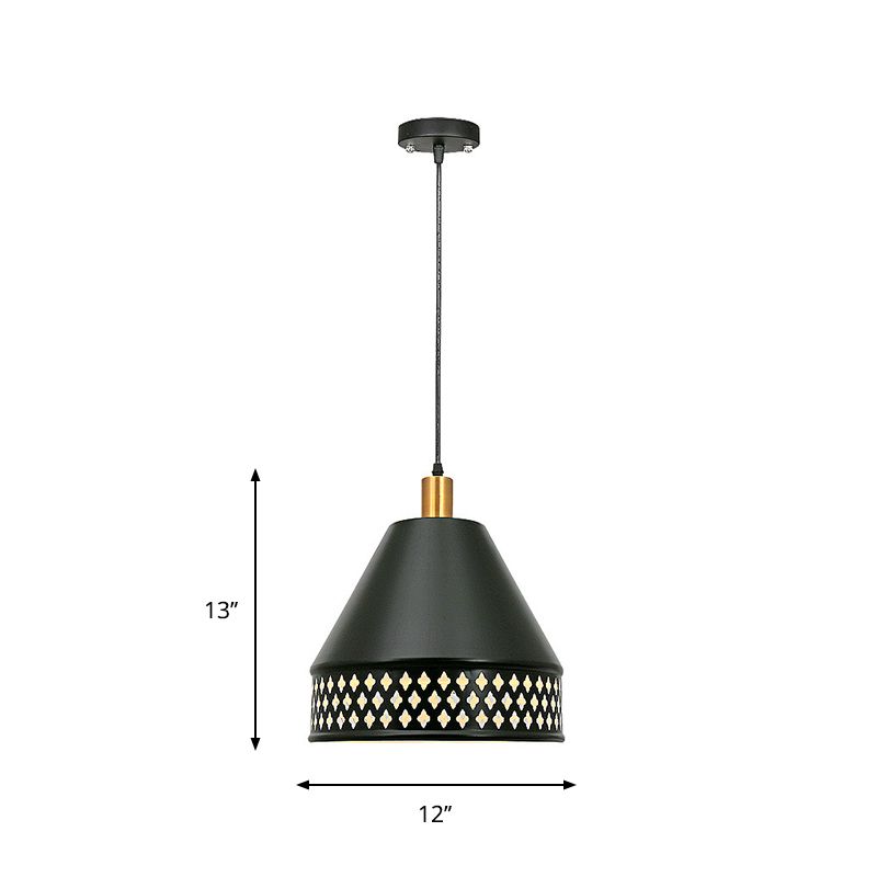 Industrial Taper Decke Anhängerlampe Einer Glühbirnen -Hang -Licht mit Ausschnitten in Schwarz