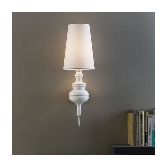 Tapered Wall Sconce Lighting Contemporary Fabric White/Black/Silver LED Sconce Light, 6"/8"/10" Dia