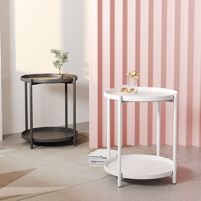 20.4" Tall 4 Legs/Cross Legs End Table Metal Round Tray Top Side End Table