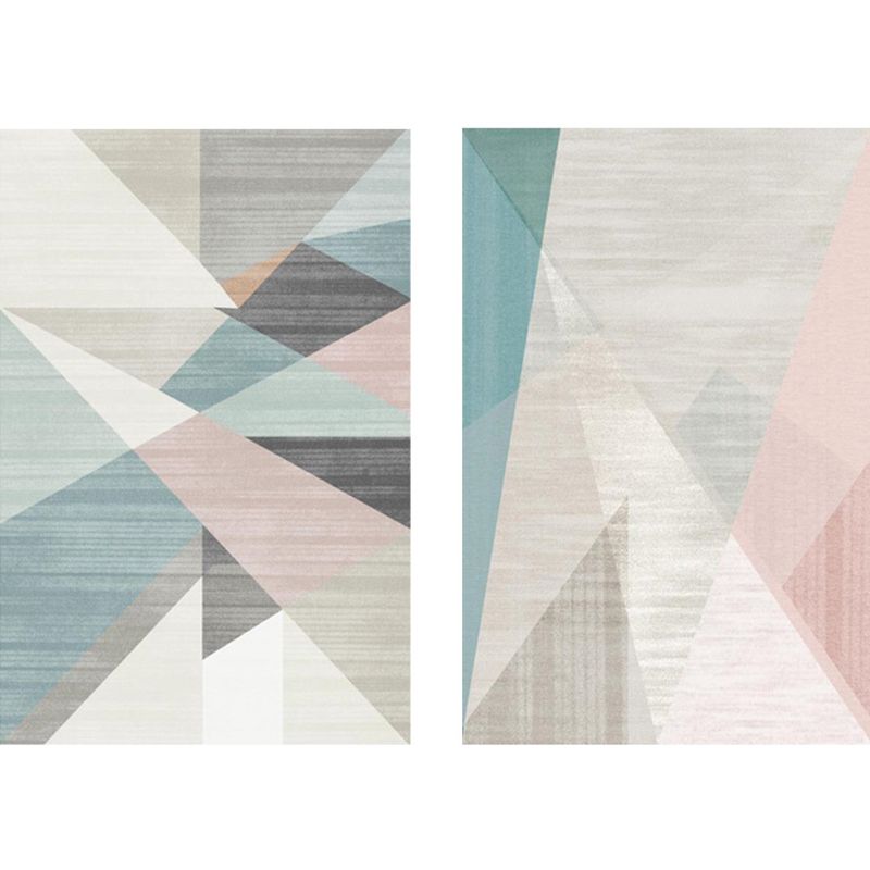 Casual Living Room Rug Multi Color Geometric Indoor Rug Polyster Non-Slip Backing Easy Care Area Carpet