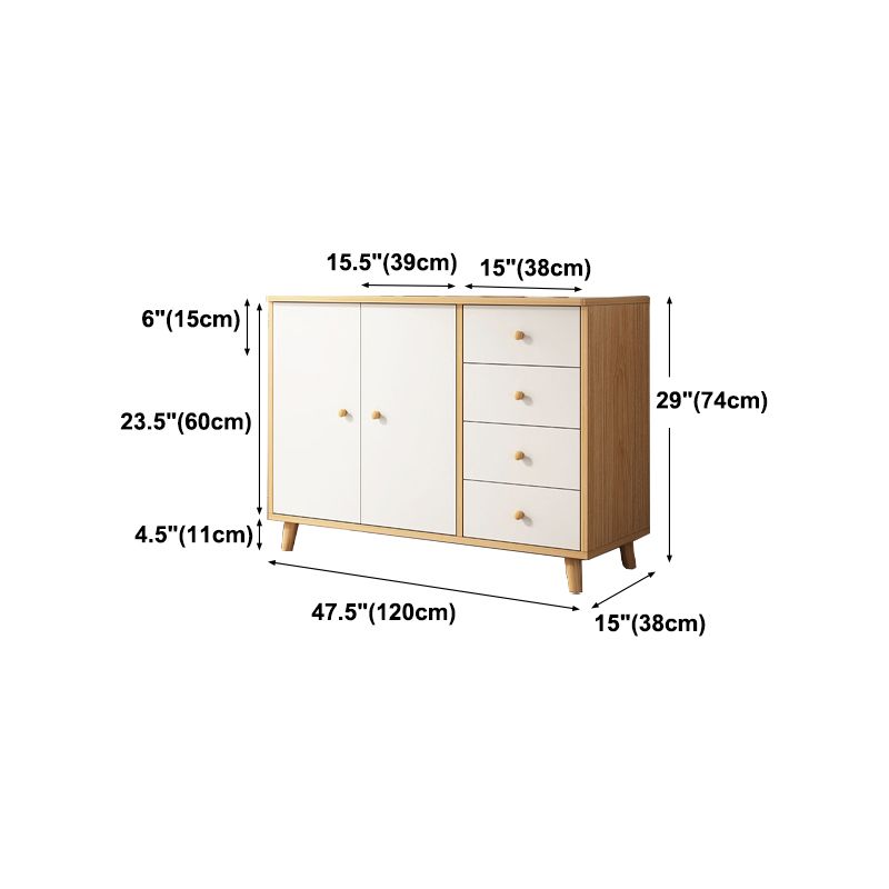 Modern Engineered Wood Sideboard Simple Beige Buffet Table with Drawer for Dining Room