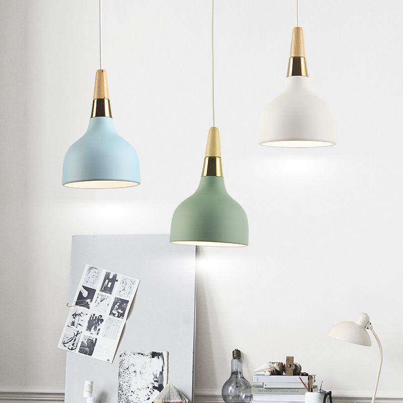 Aluminum Drop Shaped Hanging Light Macaron 1 Head Pendant Light for Dining Room