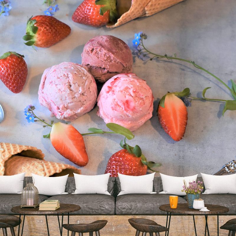 Dessert Shop Wall Mural with Ice Cream Painting Eco-friendly Wall Decor