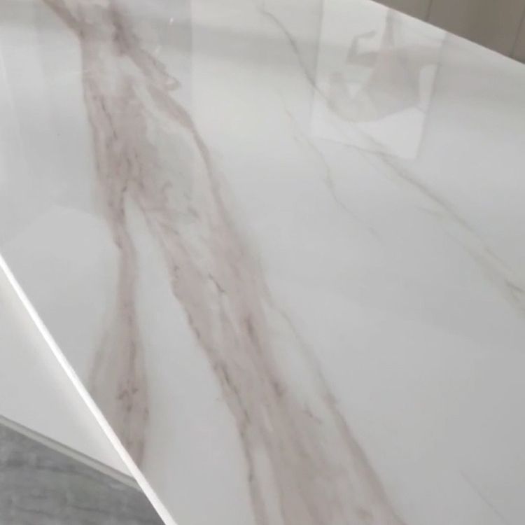 Rectangle Stone Top Dining Table Modern Black Base Dining Table for Living Room