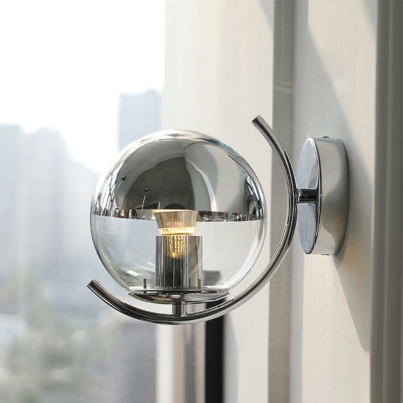 Simple Shape Wall Light Fixture Modern Glass Wall Light Fixtures in Gray