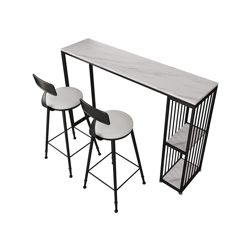 White Marble Kitchen Counter-height Pub Table Rectangle Bar Dining Table