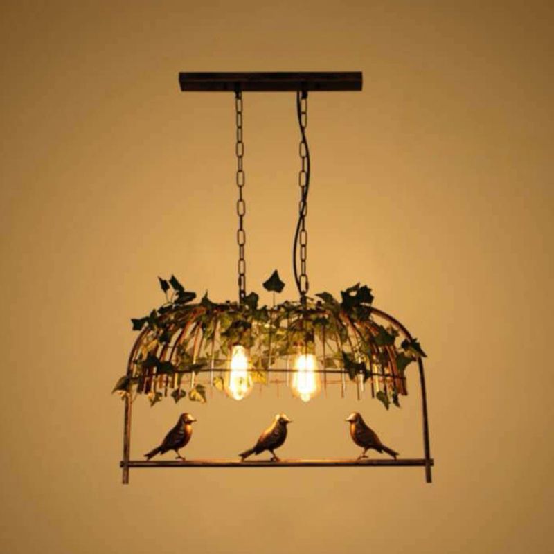 Multi - Light Iron Kitchen Island Pendant in Black / Antique Brass Ceiling Lighting