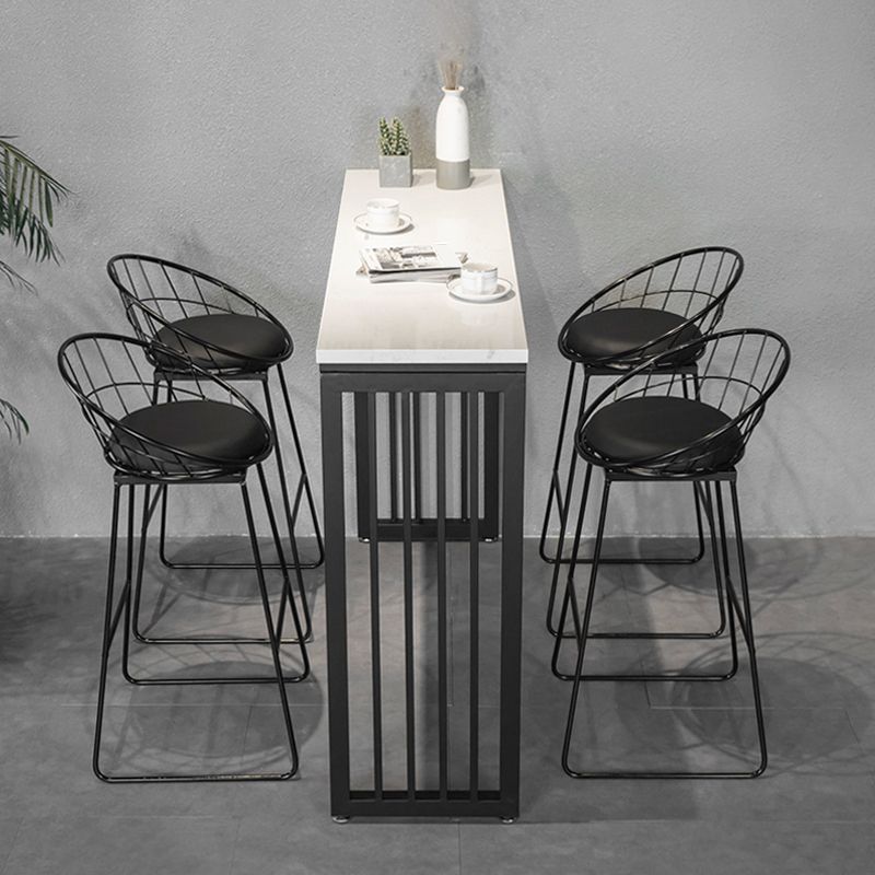 1/3/5 Pieces Industrial Iron Bar Table Set Rectangle Bistro Set with White Stone Top