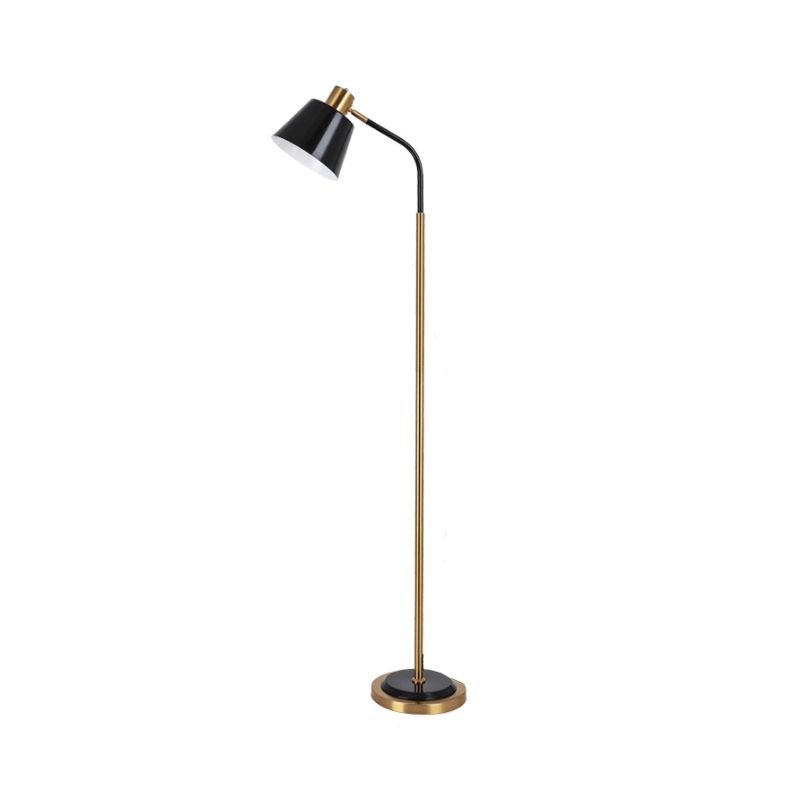 Conico rotabile lettura luminosa di metallo nordico 1 lampadina lampada da pavimento del soggiorno in nero/bianco e ottone