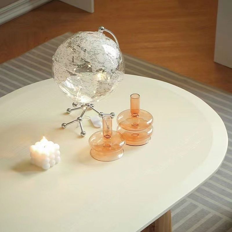 Solid Wood Oval Side Table Modern Living Room End Table with 2 Legs