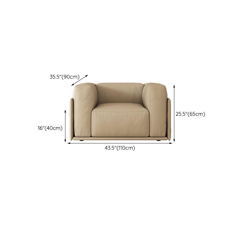 Faux Leather Square Arm Sofa Stain Resistant No Distressing Solid Color Sofa