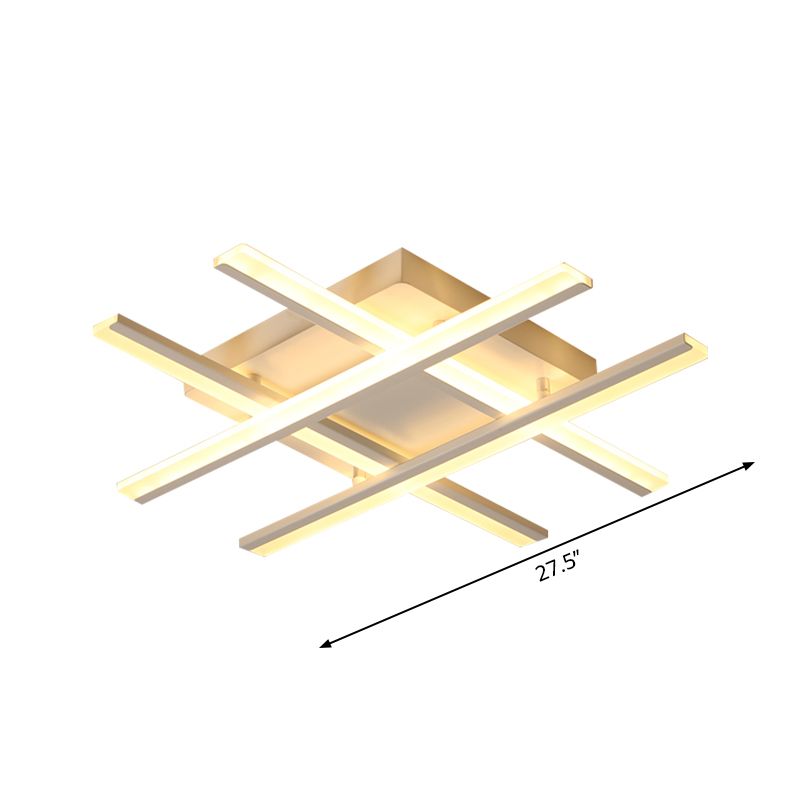 Cross Beam Living Room Flush Light Acrylic LED Minimalism Ceiling Mounted Fixture in White