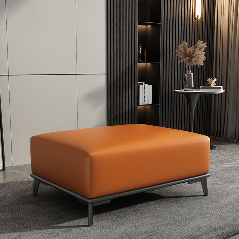 Rectangular Contemporary Ottoman Leather Foot Stool with Legs