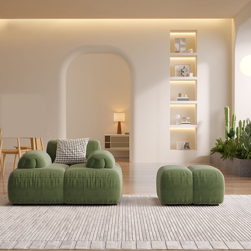 Scandinavian Seating Faux Leather Green Tufted Recessed Arm Living Room