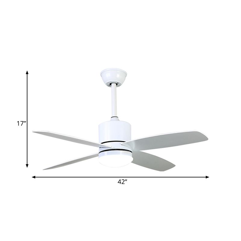 Circle Restaurant plafondventilator Licht Moderne metalen LED 42 "W White Semi Flush Mount Lighting met 4 messen