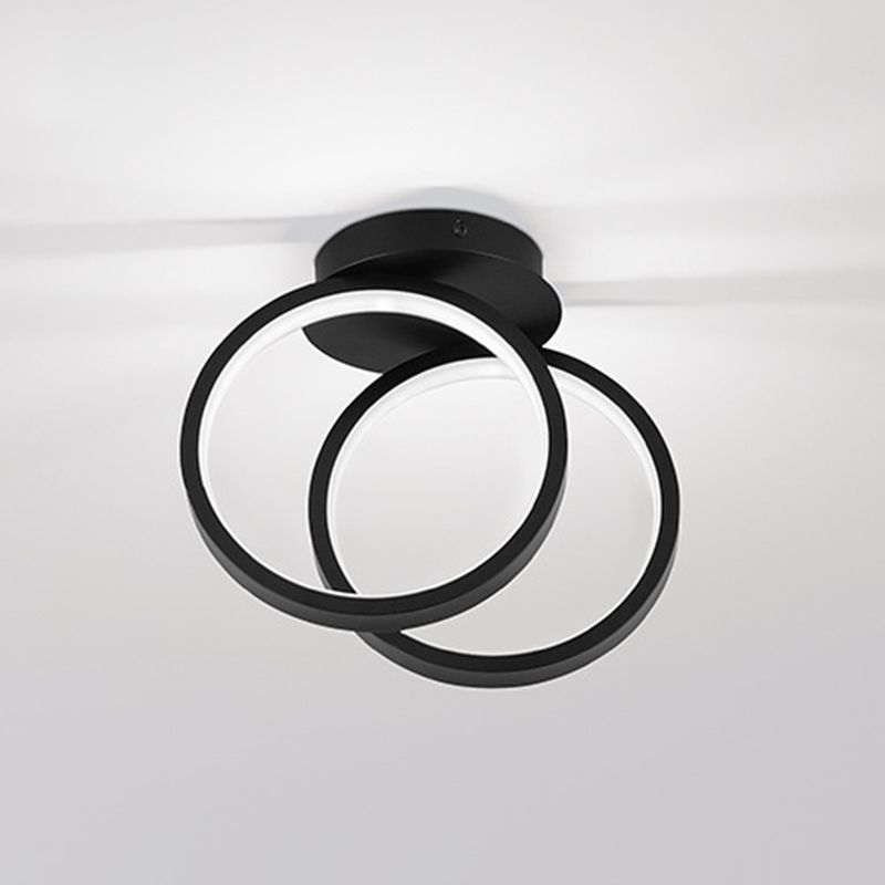 2-Lights Metal Semi Flush Mounted Ceiling Led Lights Modern Style Geometric Ceiling Flush