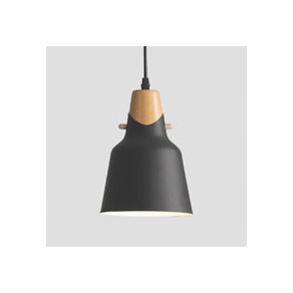 Acabado de madera contemporánea Luz de lámpara colgante de lámpara de tono de metal simple iluminación sobre mesa de comedor