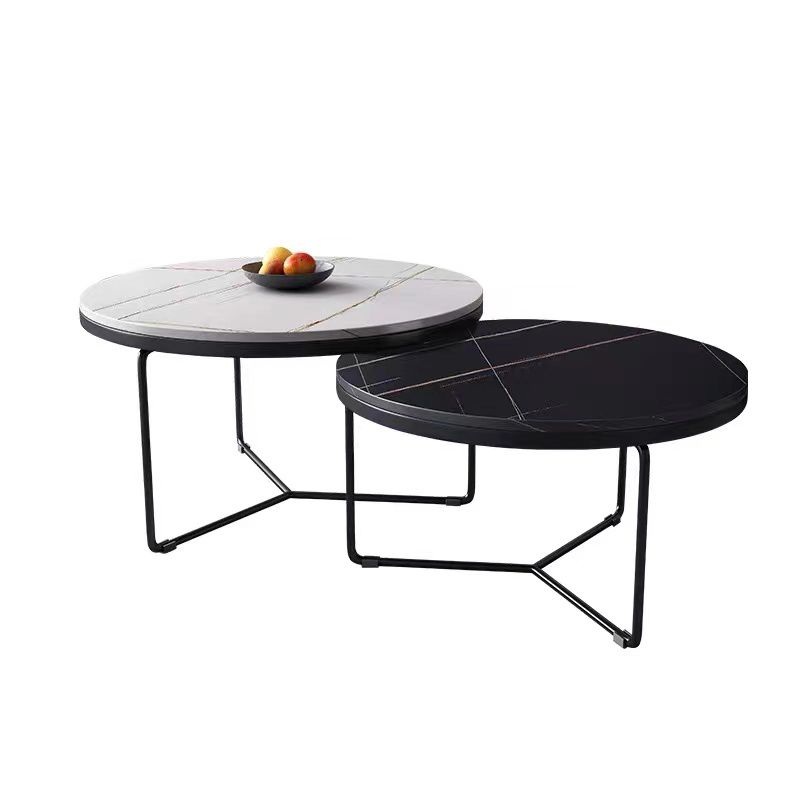 Round Slate Coffee Table Minimalist Coffee Table for Living Room