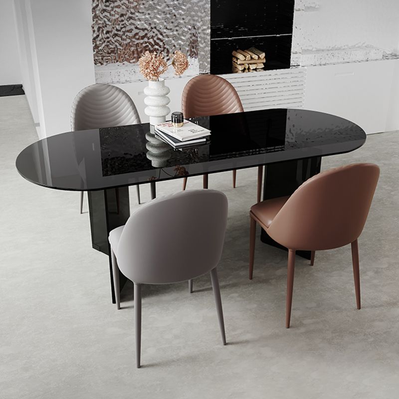 1/2/5/7 Pieces Modern Oval Tempered Glass Top Dining Set for Home