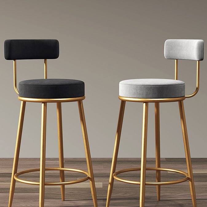 Glam Armless Backrest Counter Stool Iron Cushion Bar Stool with and Pedal