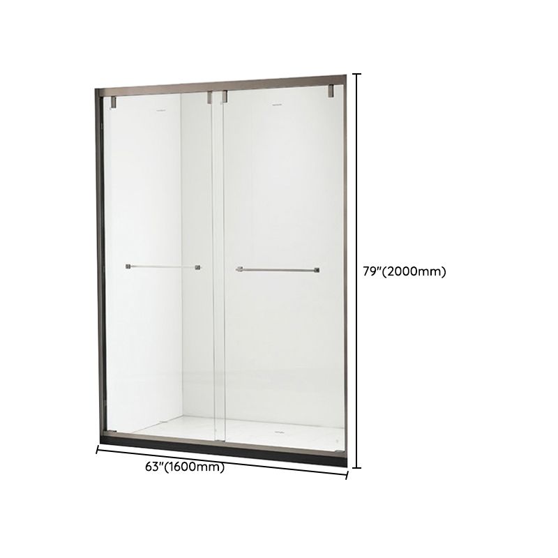 Double Sliding Semi Frameless Shower Bath Door Stainless Steel Handle Shower Door