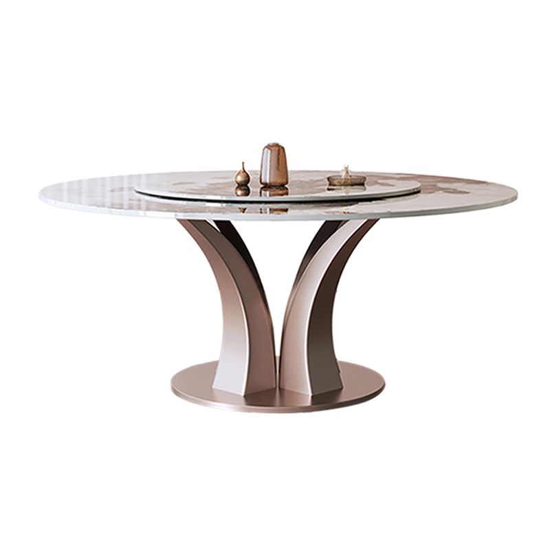 Modern Round Table Sintered Stone Dining Table with Turntable