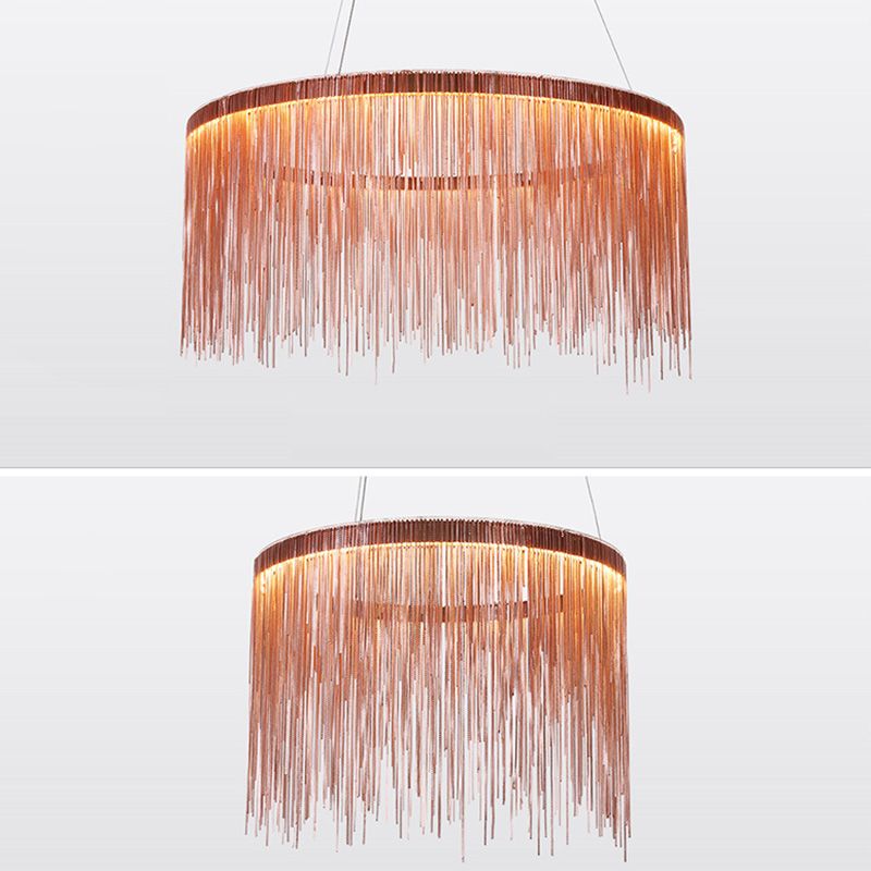 Sombra de cadena de metal Costeo de lámpara contemporánea Luz para sala de estar de comedor