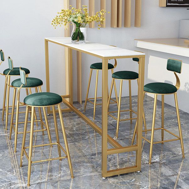 Glam Style 1/2/7 Pieces Faux Marble Bar Table Set Fixed Table Counter Set for Home Use