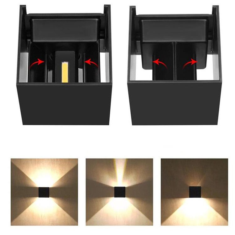 Cube Shape Wall Mount Lamp Modern Style Metal 2 Lights Sconce Lamp in Black