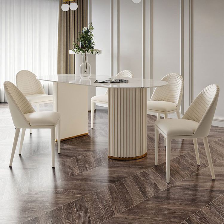 Traditional Luxury Dining Table Sintered Stone Double Pedestal Table for Home