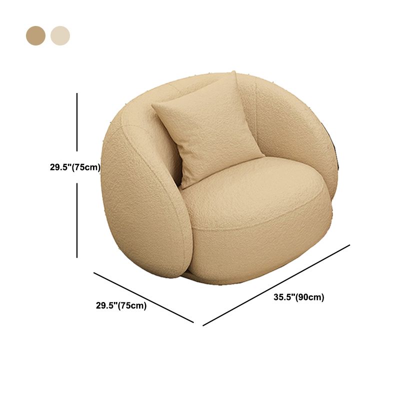 Wool Recessed Arm Sofa Curved Sofa 29.53" High for Living Room