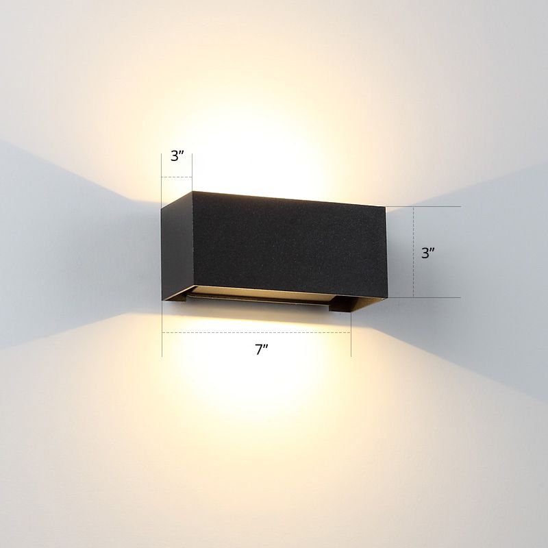 Rechthoek LED LED WANDRAAG SCONCE Minimalistisch metalen Mat Black Wall Light armatuur voor de tuin