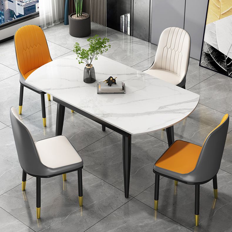 Mesa de comedor de piedra sinterizada extensible con metal 4 patas