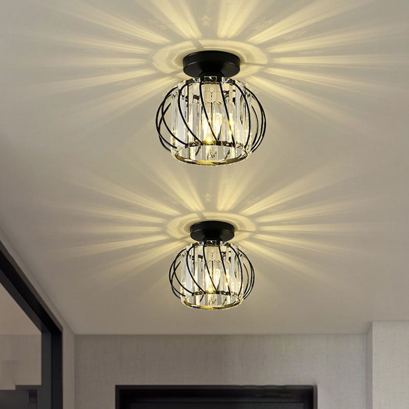 Metal Geometric Ceiling Light in Modern Luxury Style Crystal 1-Light Ceiling Fixture