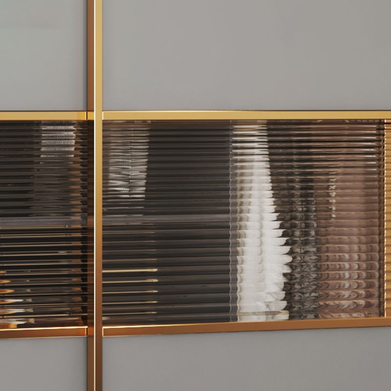 Grey Engineered Wood Wardrobe Cabinet Contemporary Wardrobe Closet