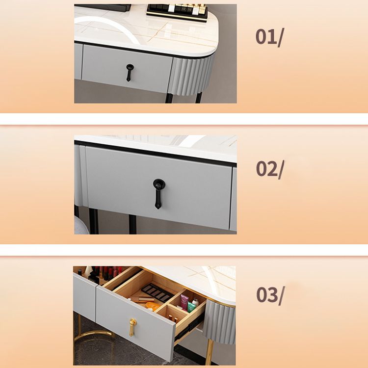 Removable Makeup Counter Lighted Mirror Vanity Dressing Table with Drawer
