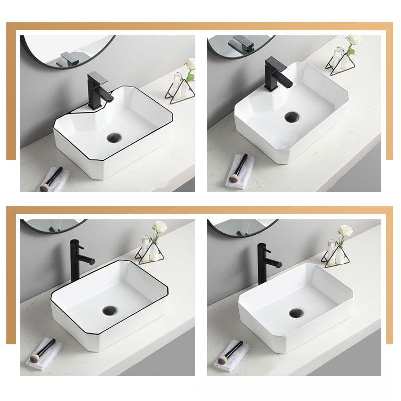 Contemporary Bathroom Sink with Pop-Up Drain Rectangular Vessel Bathroom Sink Only