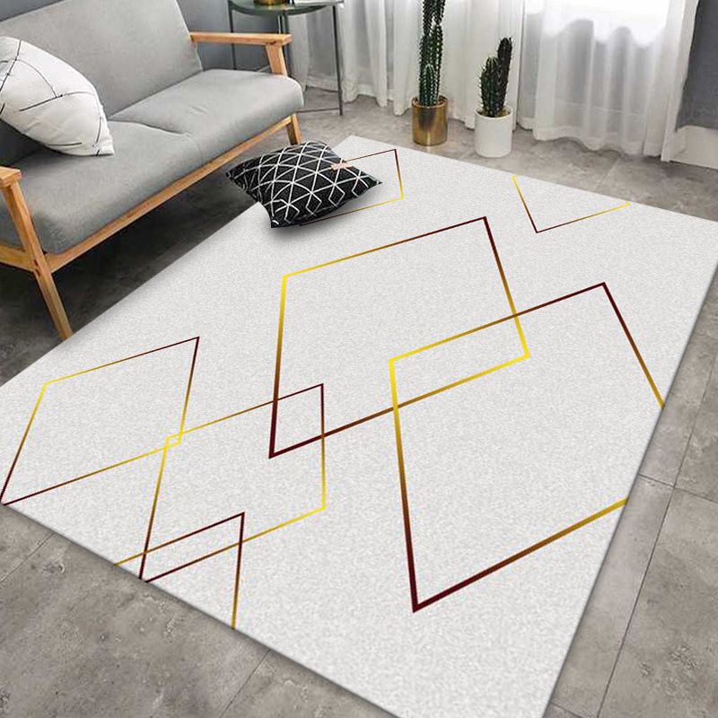 Geometry Pattern Rug Modern Carpet Polyester Anti-Slip Backing Rug for Living Room