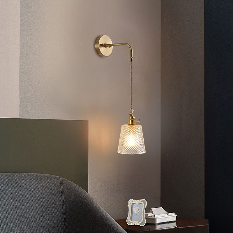 Luci di applique a testa singola con sfumatura in vetro limpido Stile semplicità muro appeso