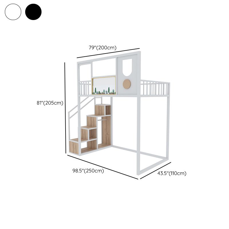 Open Frame Beds in Metal Modernism Built-In Ladder High Loft Bed