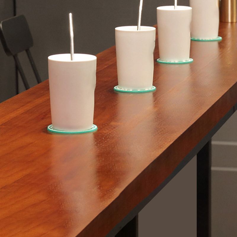 Industrial Bar Table Rectangle Solid Wood Pub Table for Breakroom