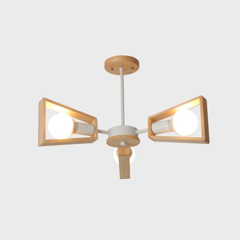 Ultra-modern Sputnik Hanging Chandelier Wood Hanging Lamp with Hanging Cord for Restaurant