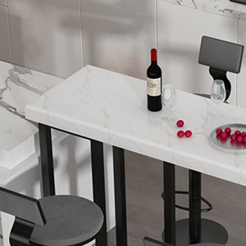 Marble Stone Indoor White Bistro Bar Table Storage Fixed Table Modern Counter Wine Table