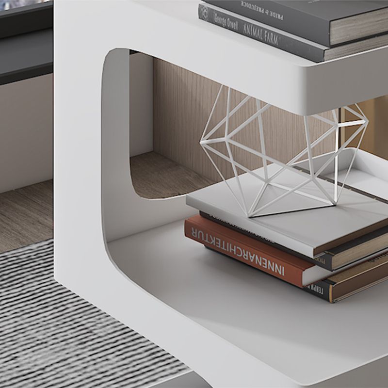 Contemporary Sofa Side Accent Table Metal Square with Storage Block Living Room