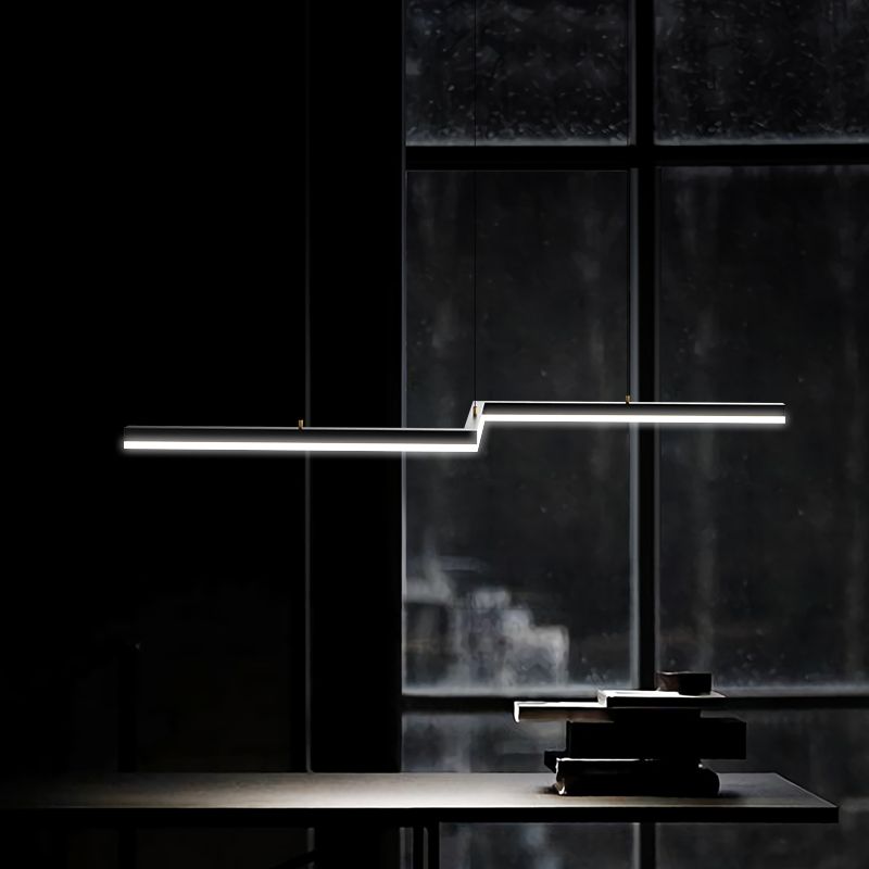 Linear Shape Island Light Modern Style Metal 1-Light Island Lighting in Black