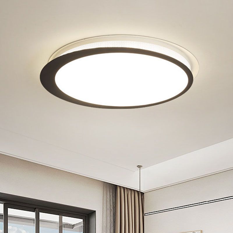 Round Metal Flush Light Artistic Black LED Flush Ceiling Light Fixture for Bedroom
